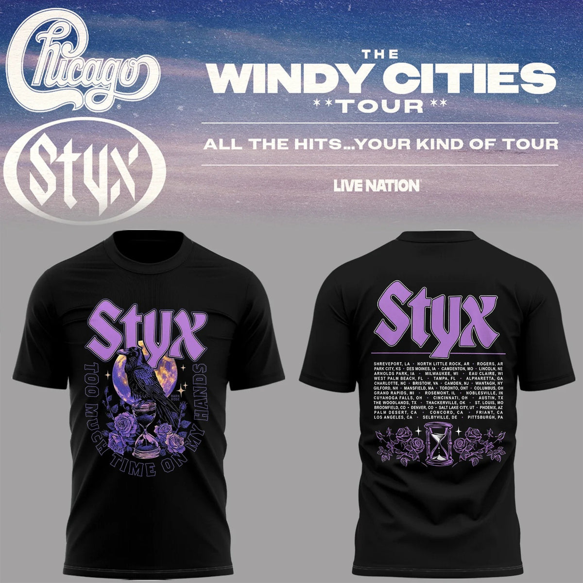 Styx Merch x Chicago The Windy Cities Tour T-Shirt Music Apparel Gift For Boyfriend - Foxy23shop