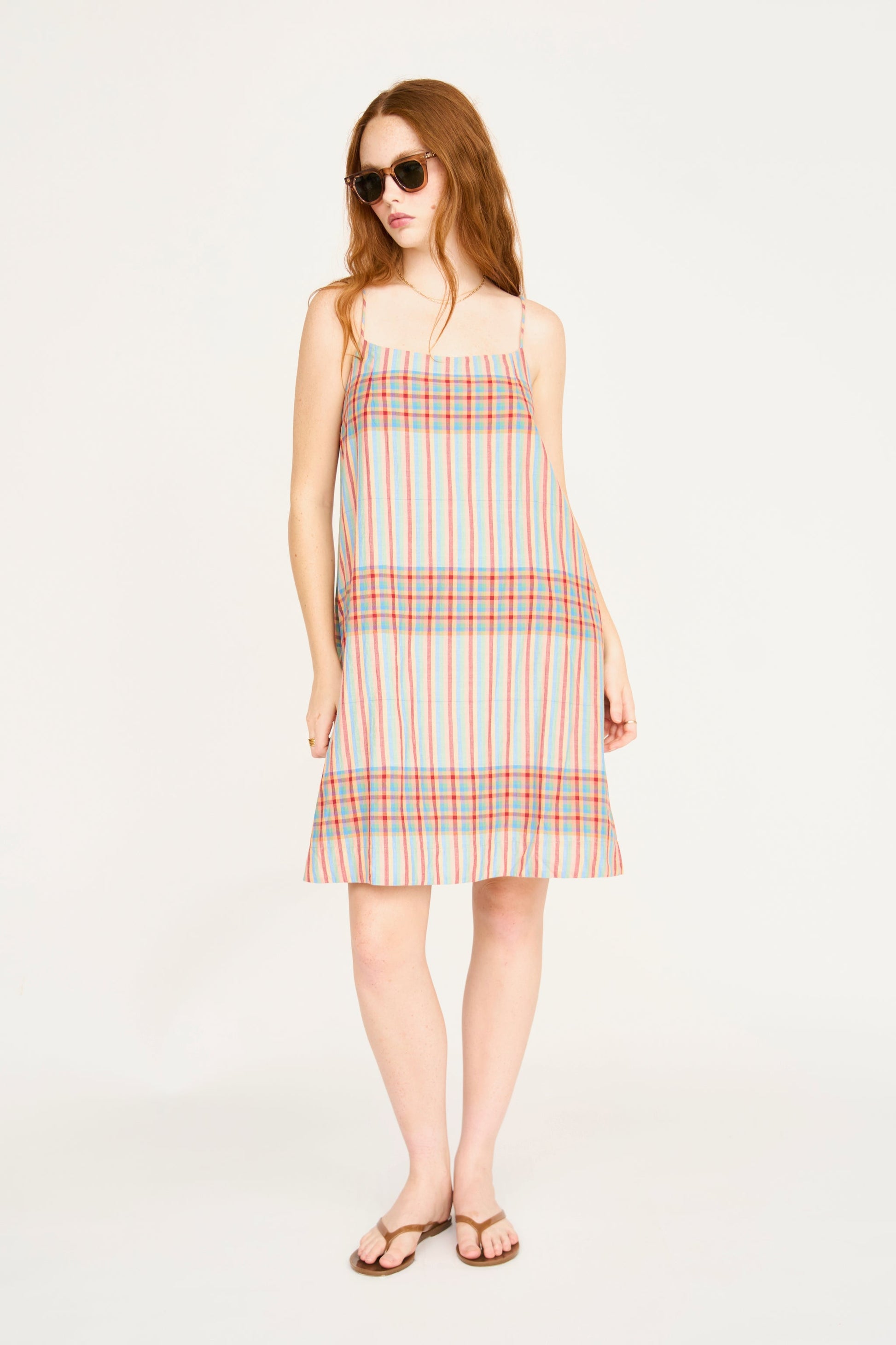 Cotton short dress on a hanger in store