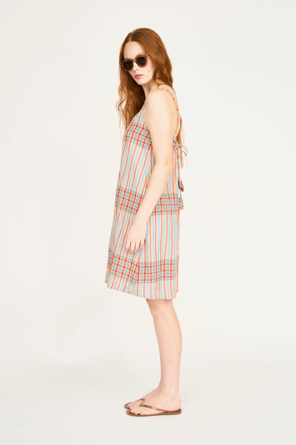 Cotton short dress on a hanger in store