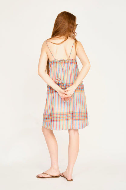 Cotton short dress on a hanger in store