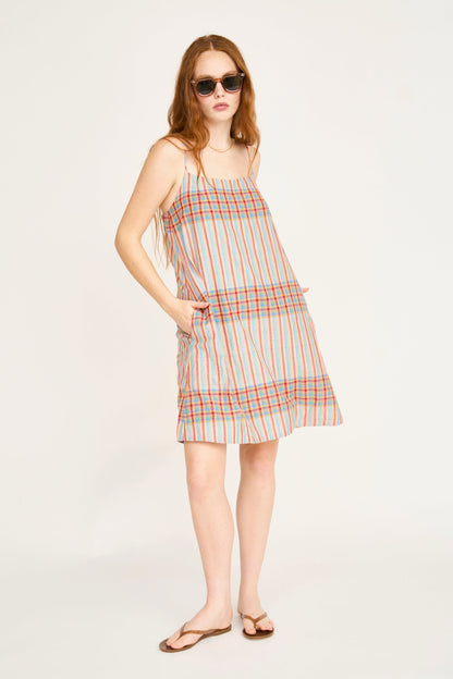 Cotton short dress on a hanger in store
