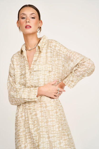 Cotton shirt dress on a hanger in store