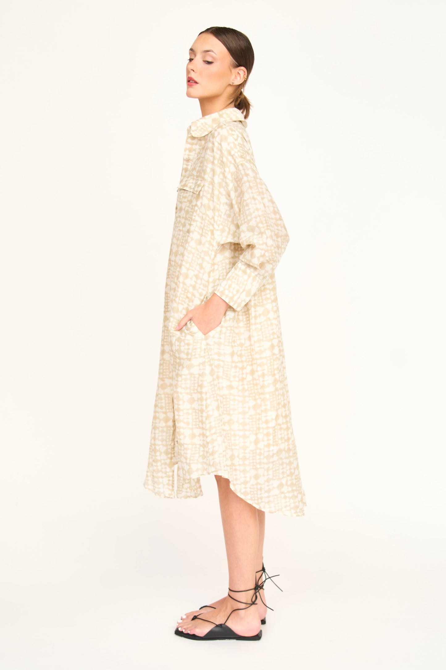 Cotton shirt dress on a hanger in store