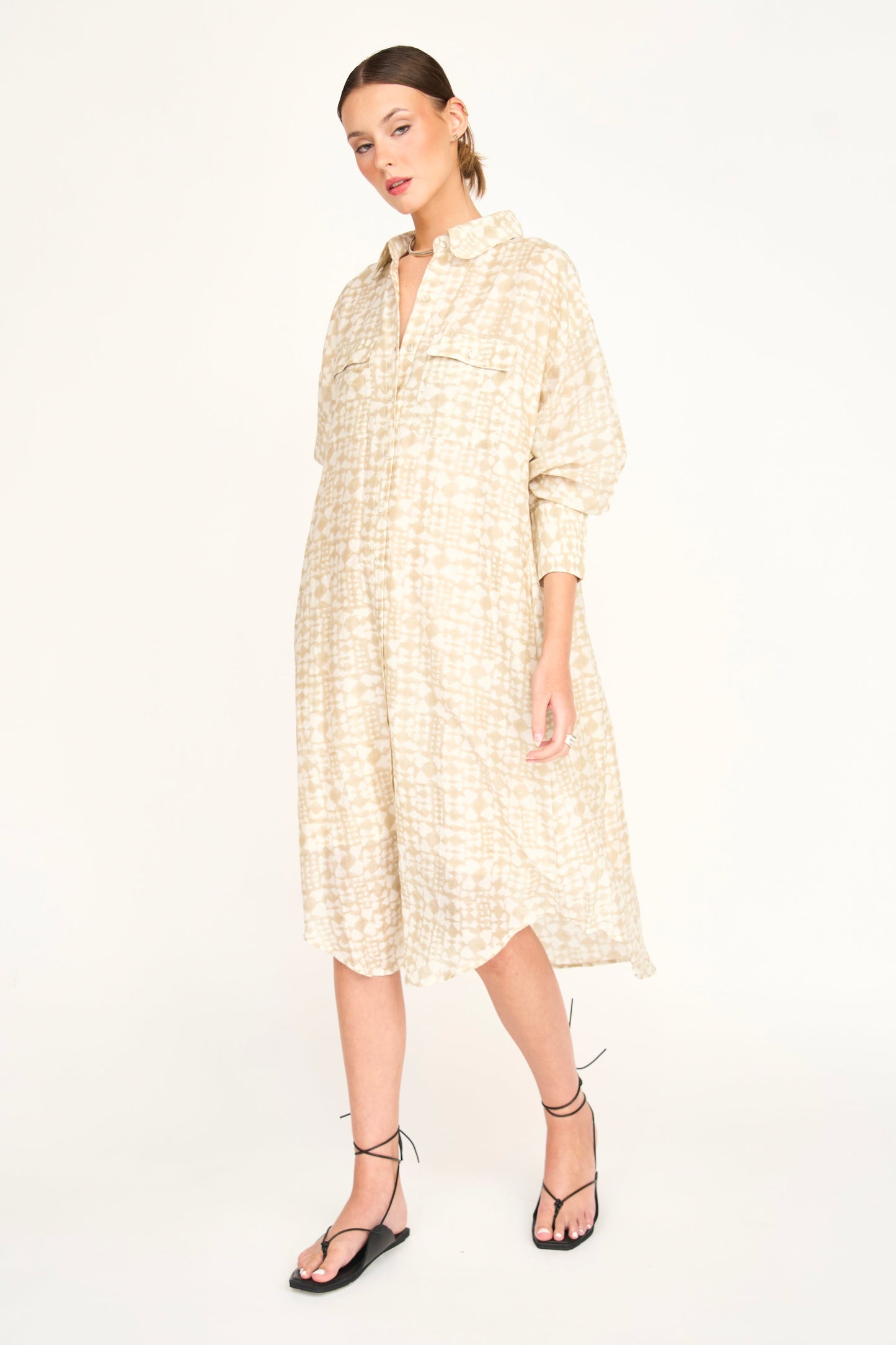 Cotton shirt dress on a hanger in store