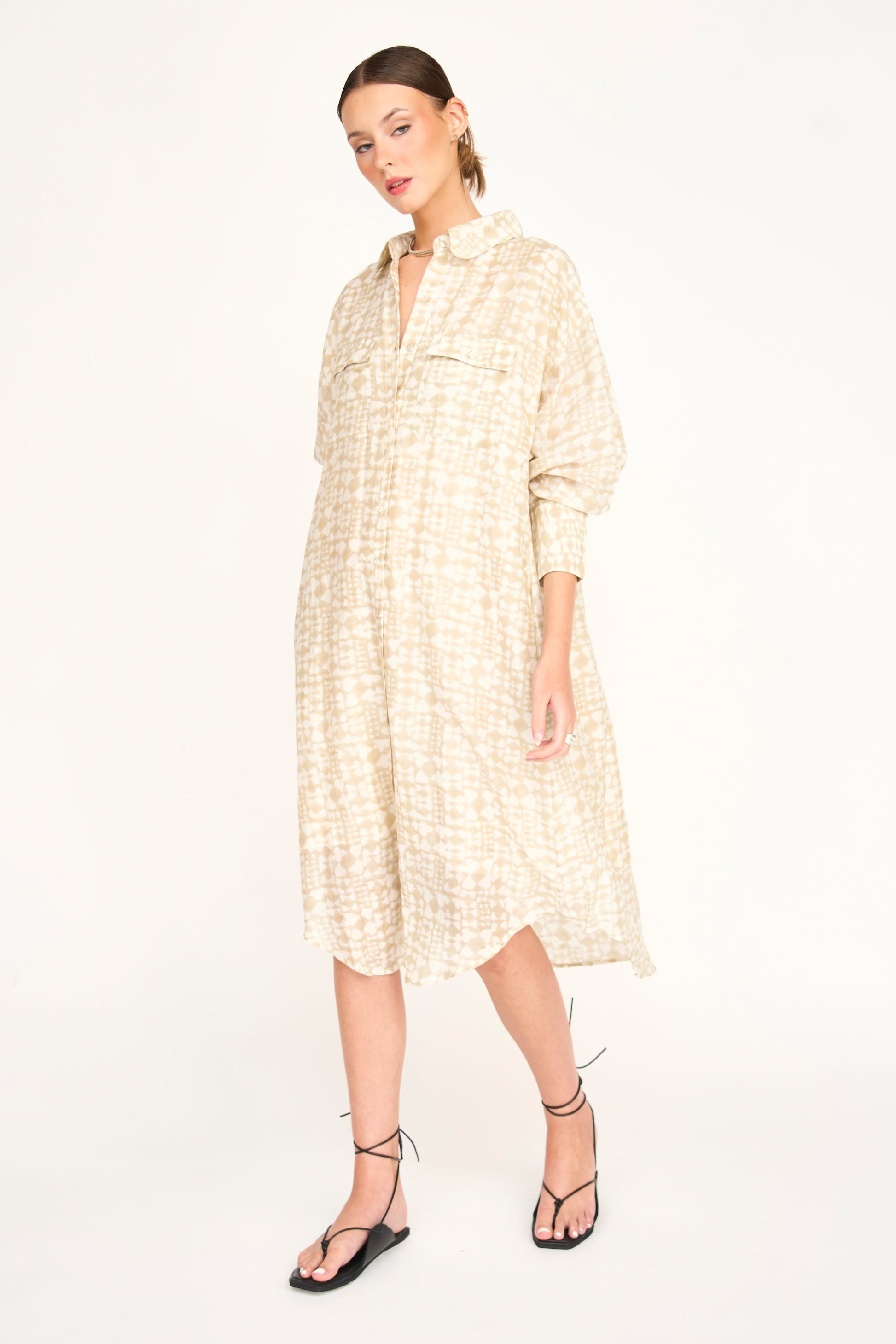Cotton shirt dress on a hanger in store