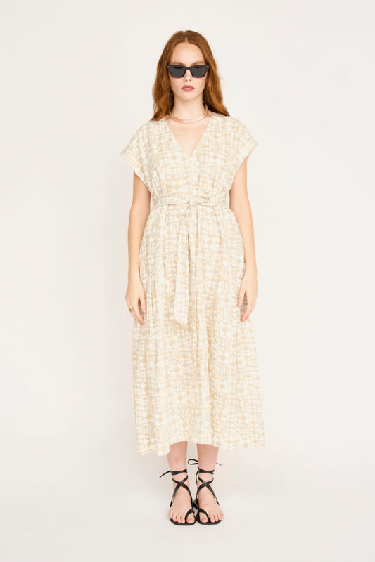 Cotton midi dress on a hanger in store