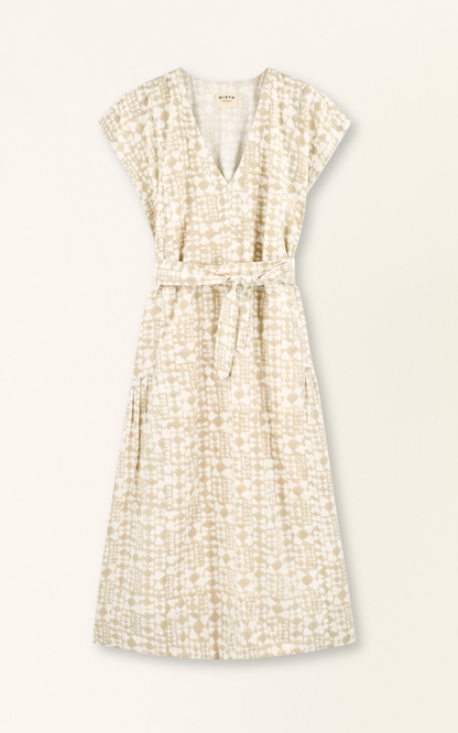 Cotton midi dress on a hanger in store