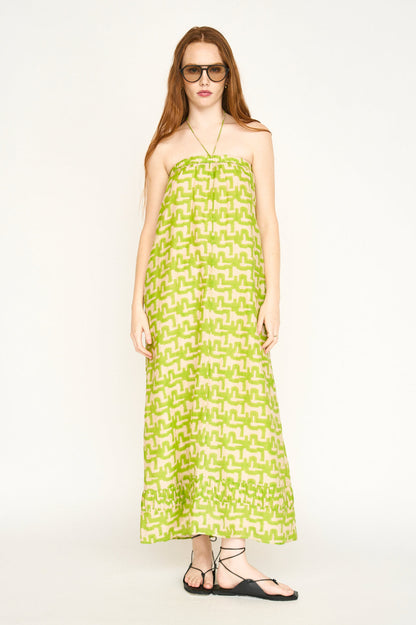 Cotton maxi dress on a hanger in store