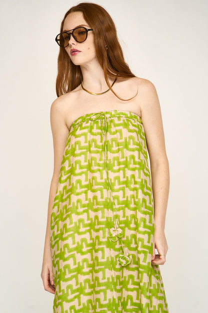 Cotton maxi dress on a hanger in store
