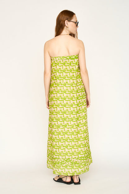 Cotton maxi dress on a hanger in store