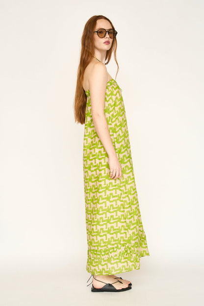 Cotton maxi dress on a hanger in store