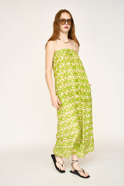 Cotton maxi dress on a hanger in store