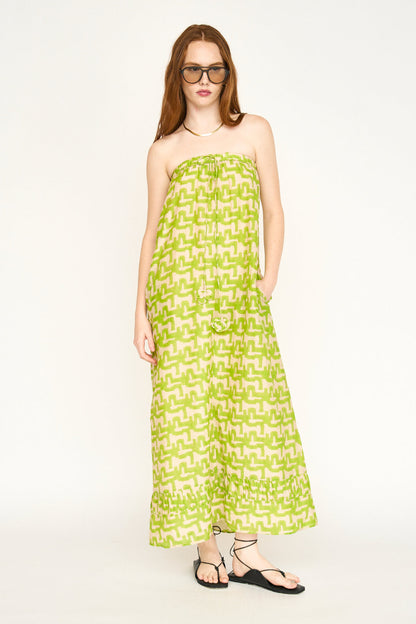 Cotton maxi dress on a hanger in store
