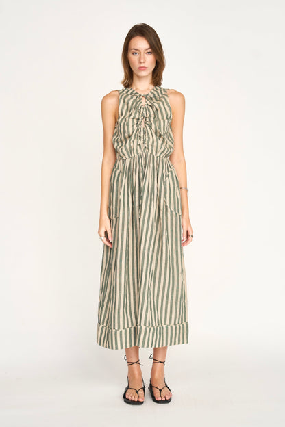 Cotton maxi dress on a hanger in store