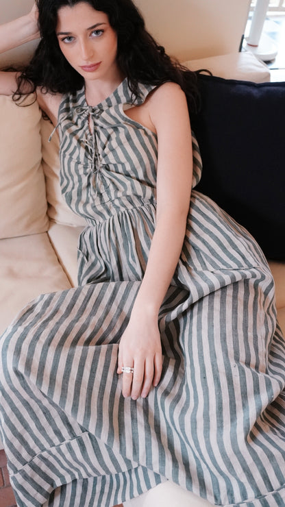 Cotton maxi dress on a hanger in store