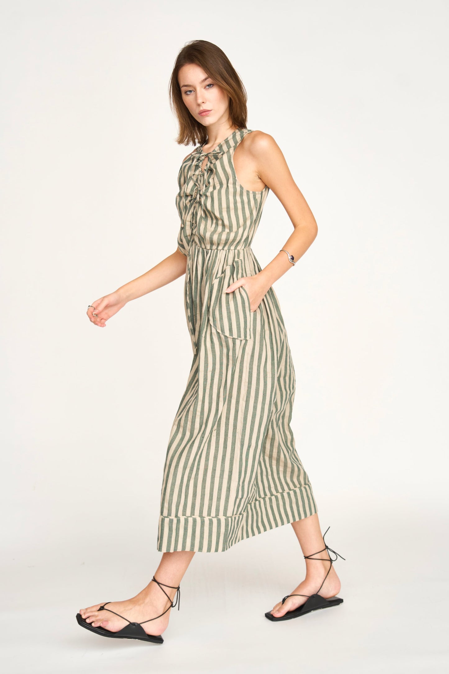 Cotton maxi dress on a hanger in store