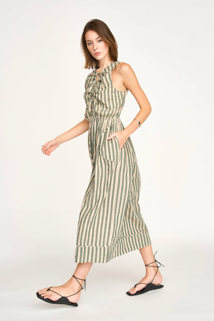 Cotton maxi dress on a hanger in store