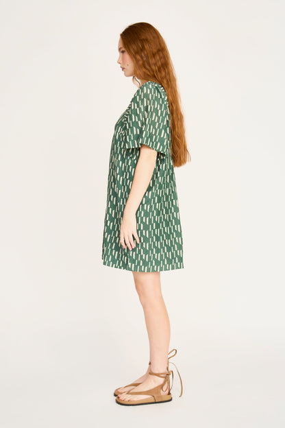 Cotton short dress on a hanger in store