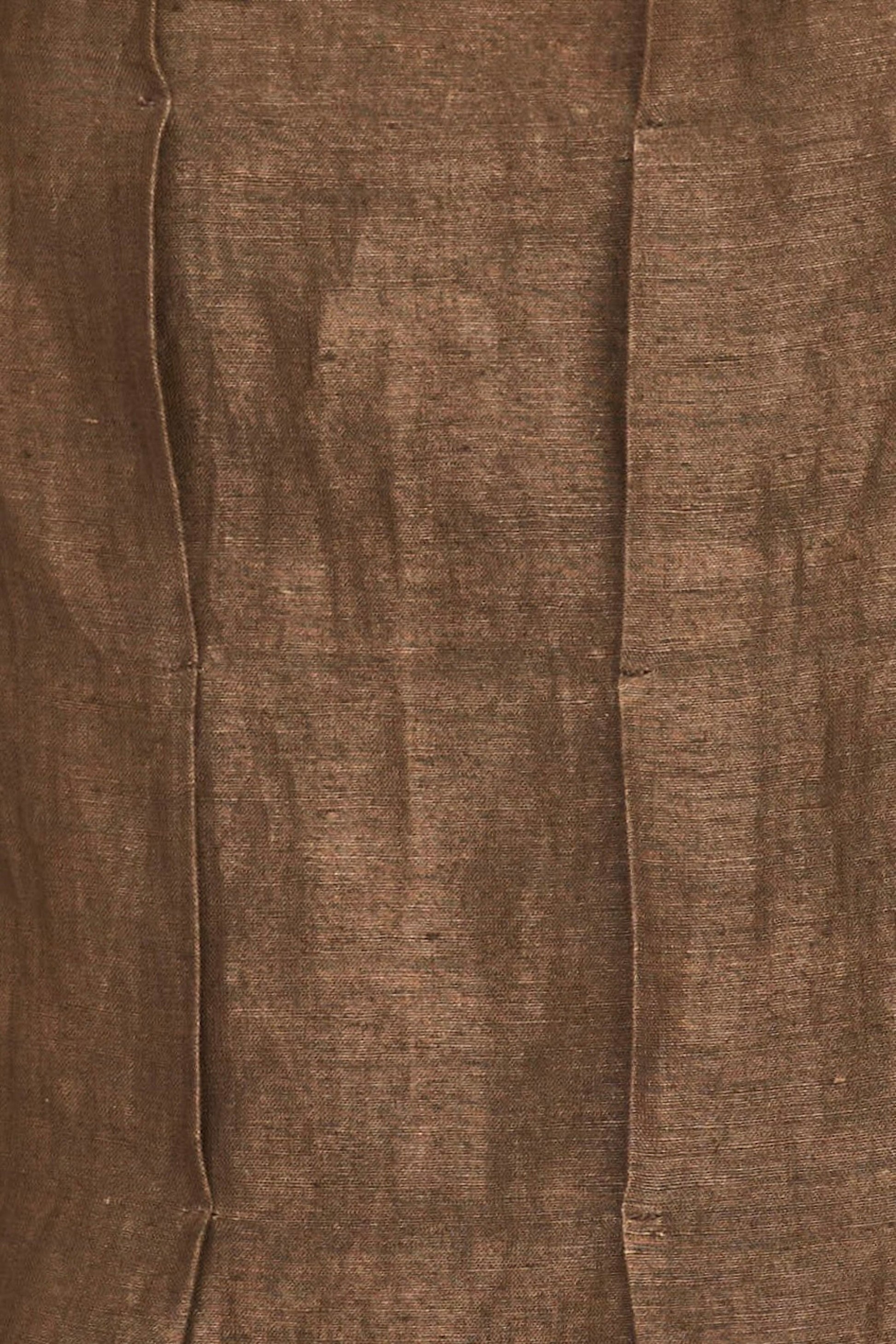 Brown linen short dress on a hanger in store
