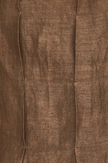 Brown linen short dress on a hanger in store