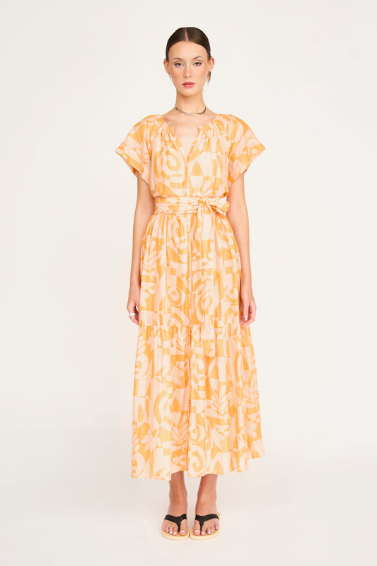 Cotton maxi dress on a hanger in store