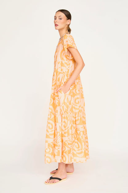 Cotton maxi dress on a hanger in store