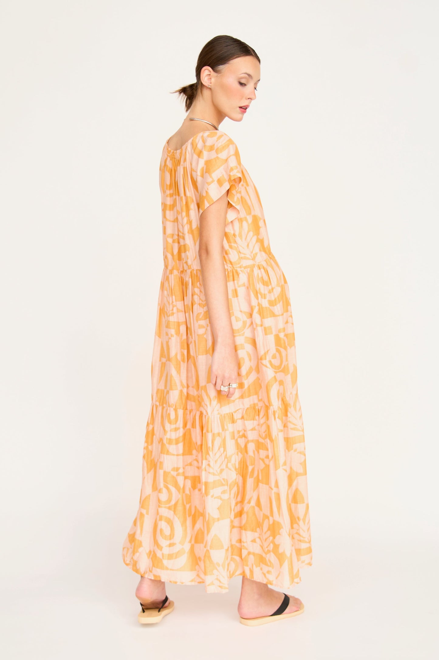 Cotton maxi dress on a hanger in store