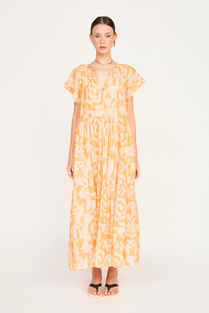 Cotton maxi dress on a hanger in store