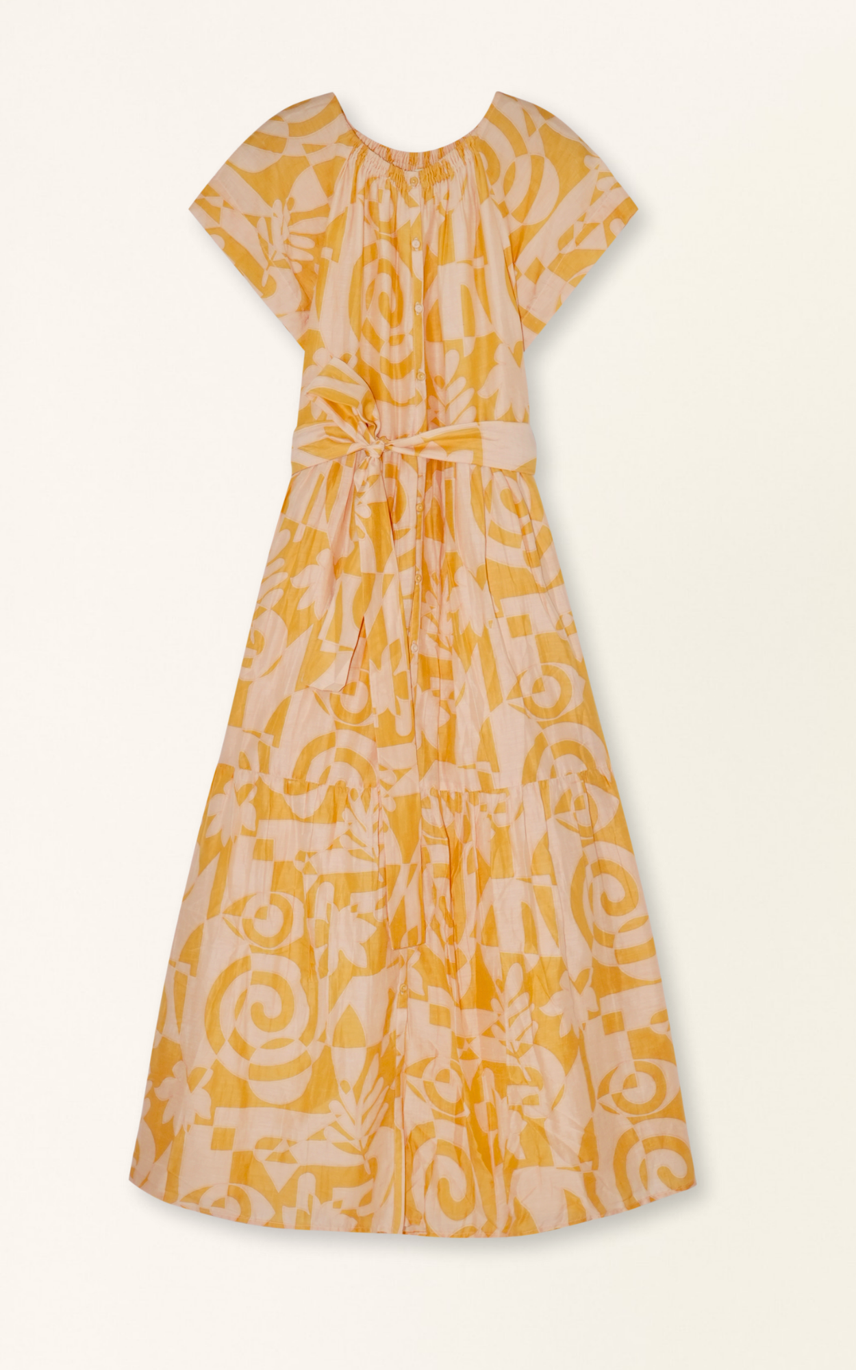 Cotton maxi dress on a hanger in store
