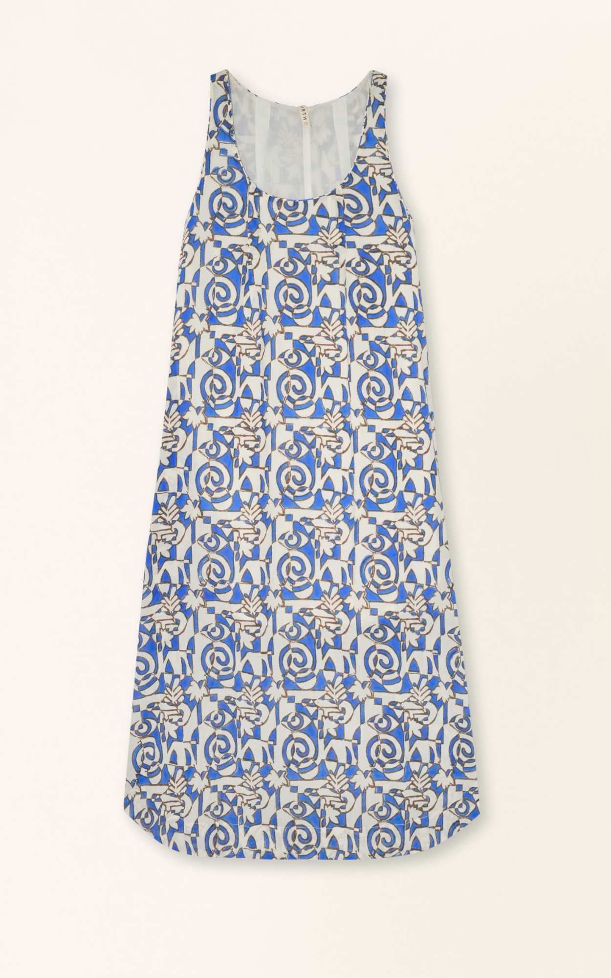 Blue cotton dress on a hanger in store