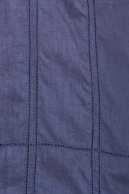 Blue cotton short dress on a hanger in store