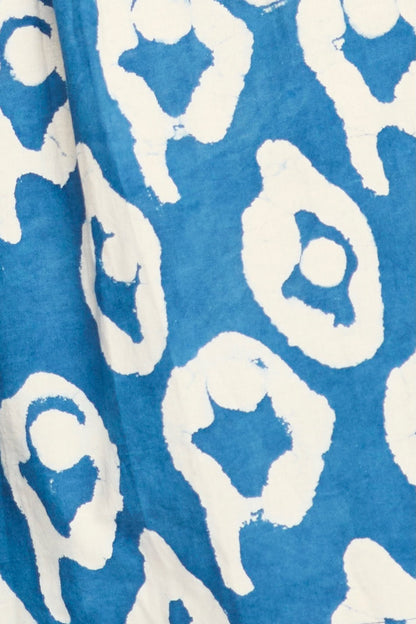 Indigo cotton maxi dress on a hanger in store